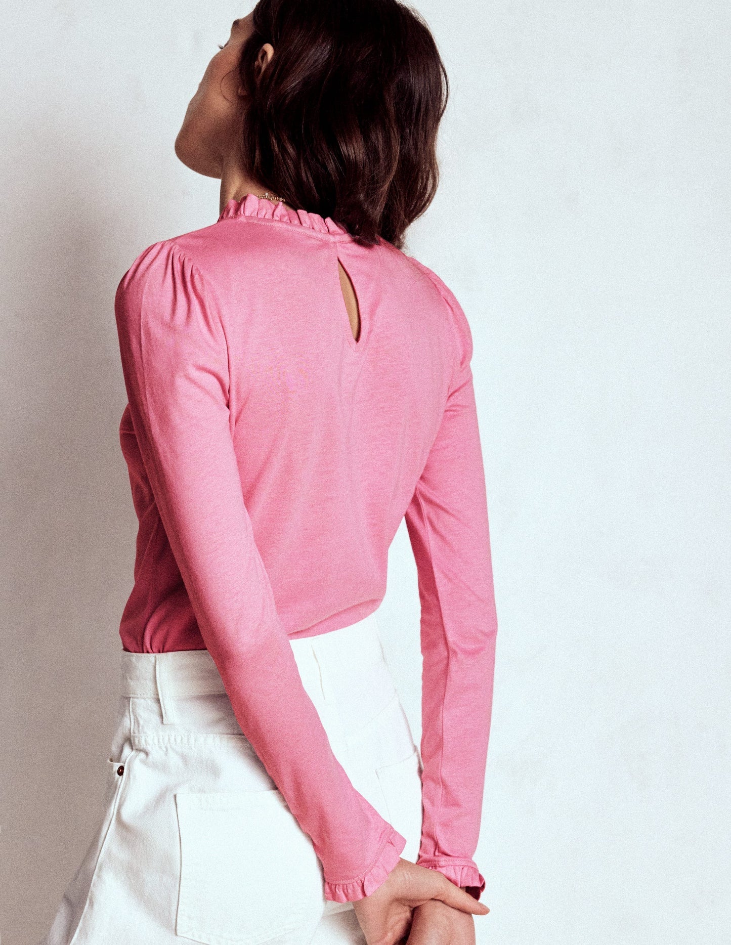 Boden Supersoft Frill Detail Top - Formica Pink