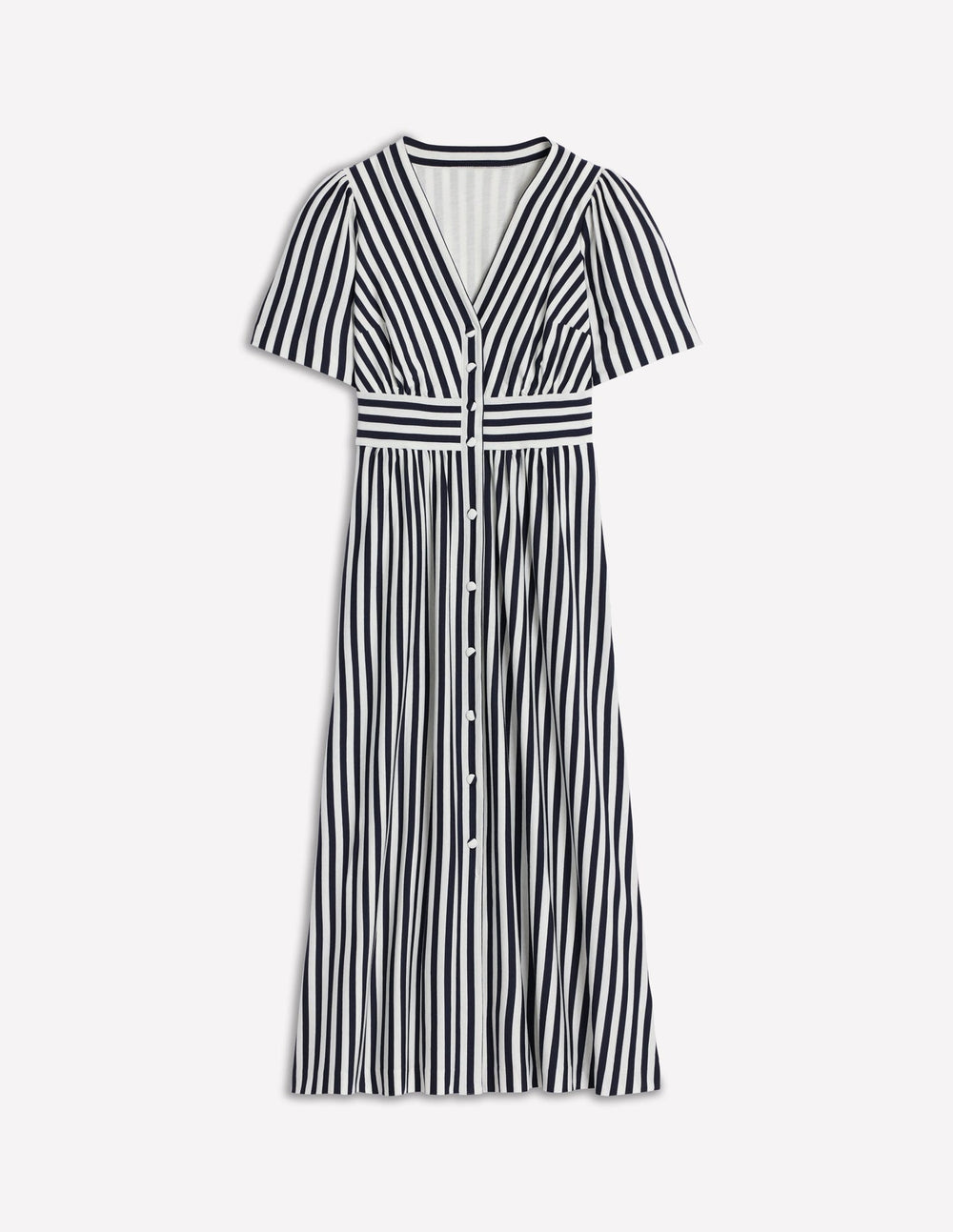 Boden Natalia Jersey Tea Dress - French Navy, Ivory Stripe