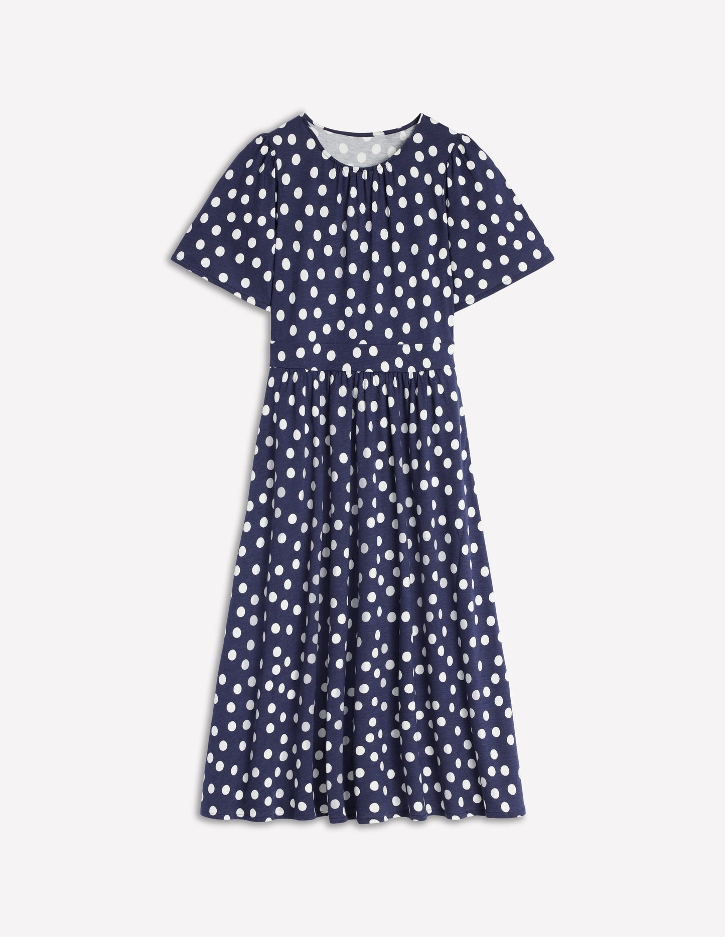 Boden Louisa Jersey Midi Dress - French Navy, Painted Dot