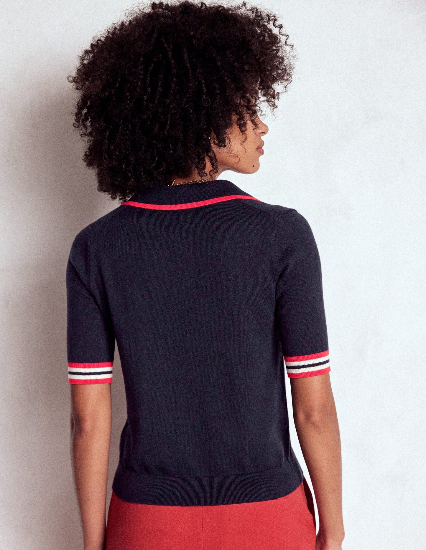 Boden Cotton Henley T-shirt - Navy