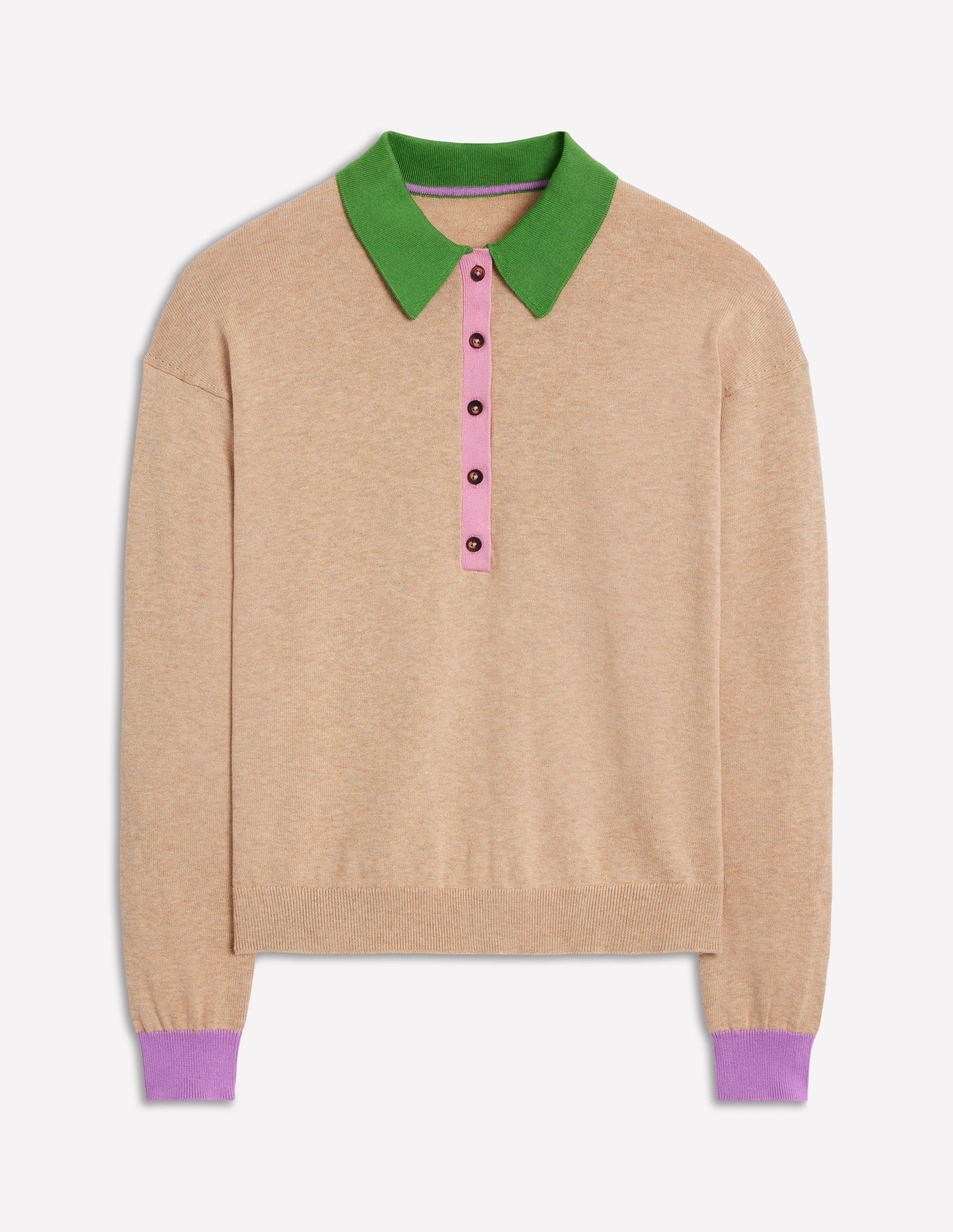 Boden Lara Relaxed Cotton Henley - Chinchilla Melange