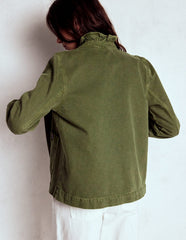 Boden Cotton Frill Collar Jacket - Woodland Green