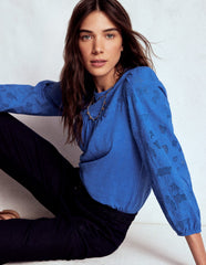 Boden May Broderie Top - Cabana Blue