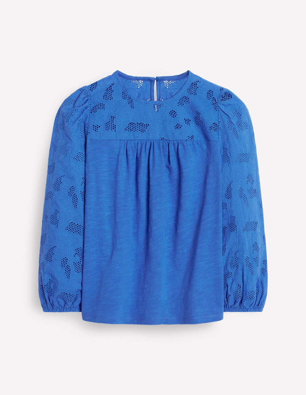 Boden May Broderie Top - Cabana Blue