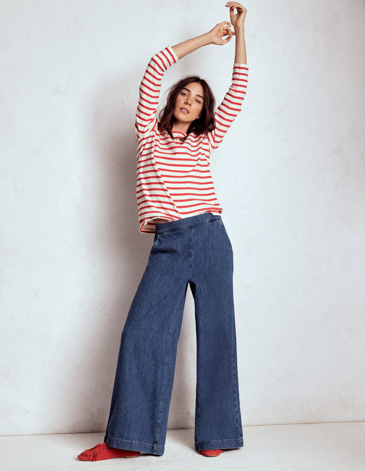Boden Pull - on Denim Pants - MID WASH