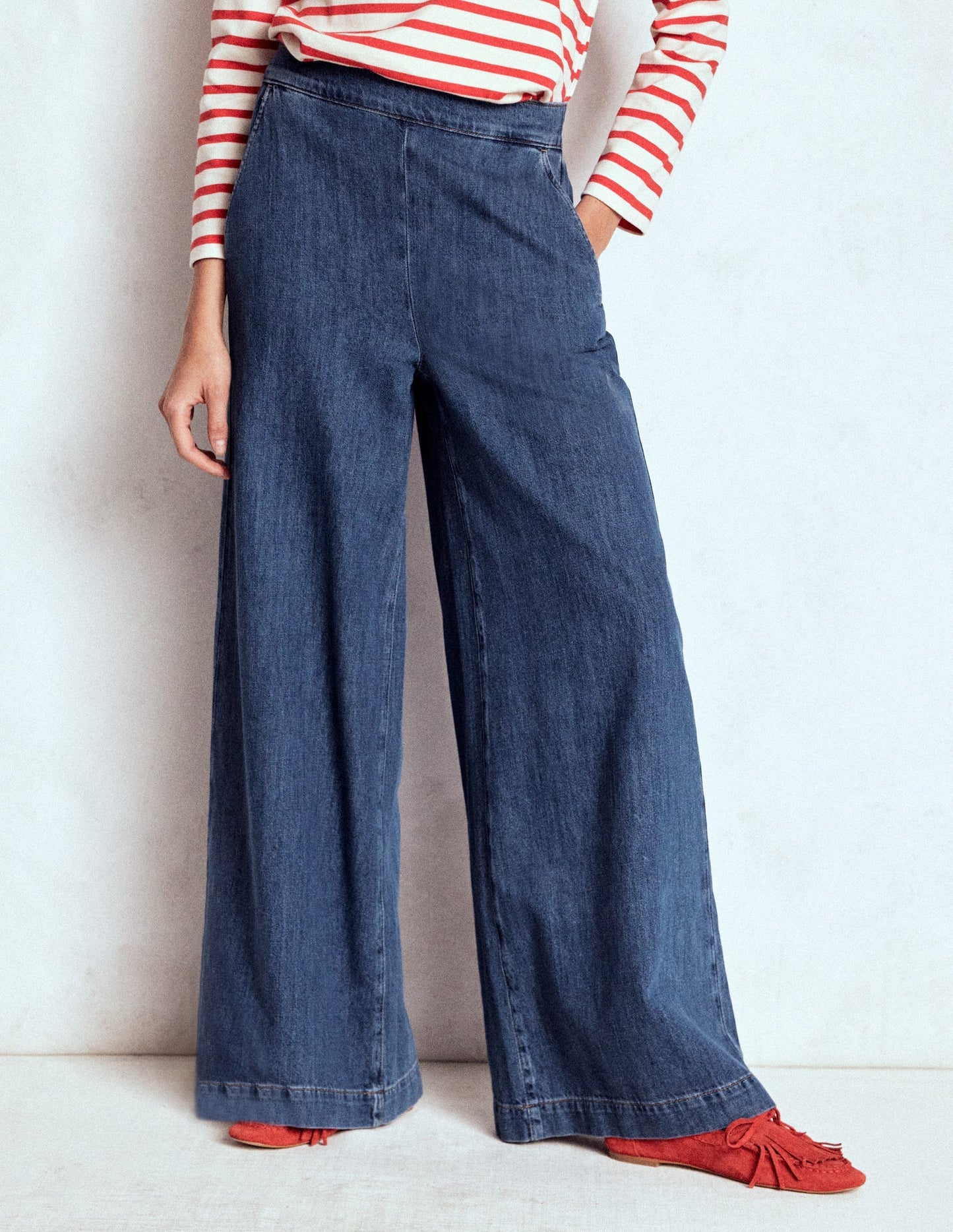 Boden Pull - on Denim Pants - MID WASH