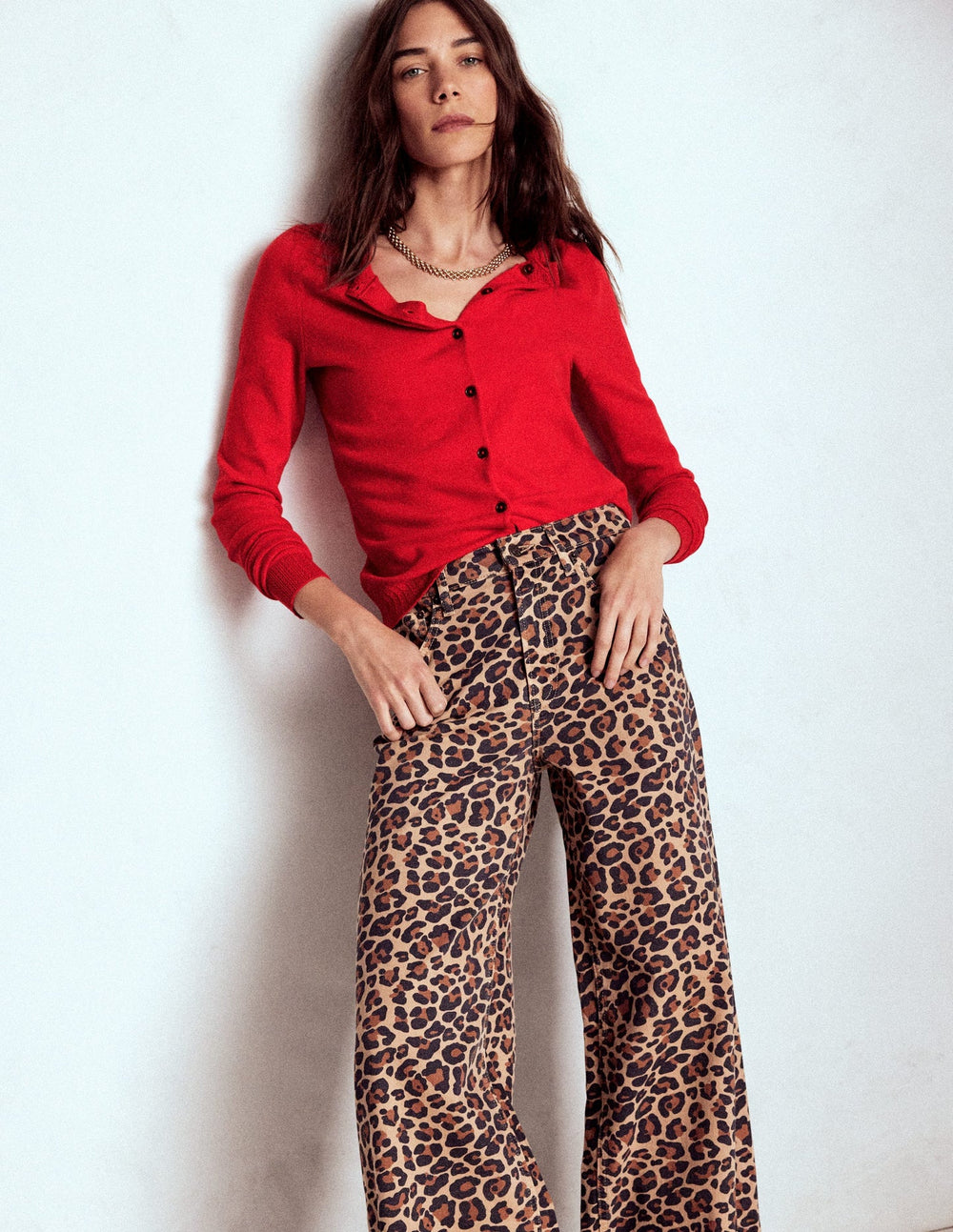 Boden Emilia Cotton Crew Cardigan - Poppy Red