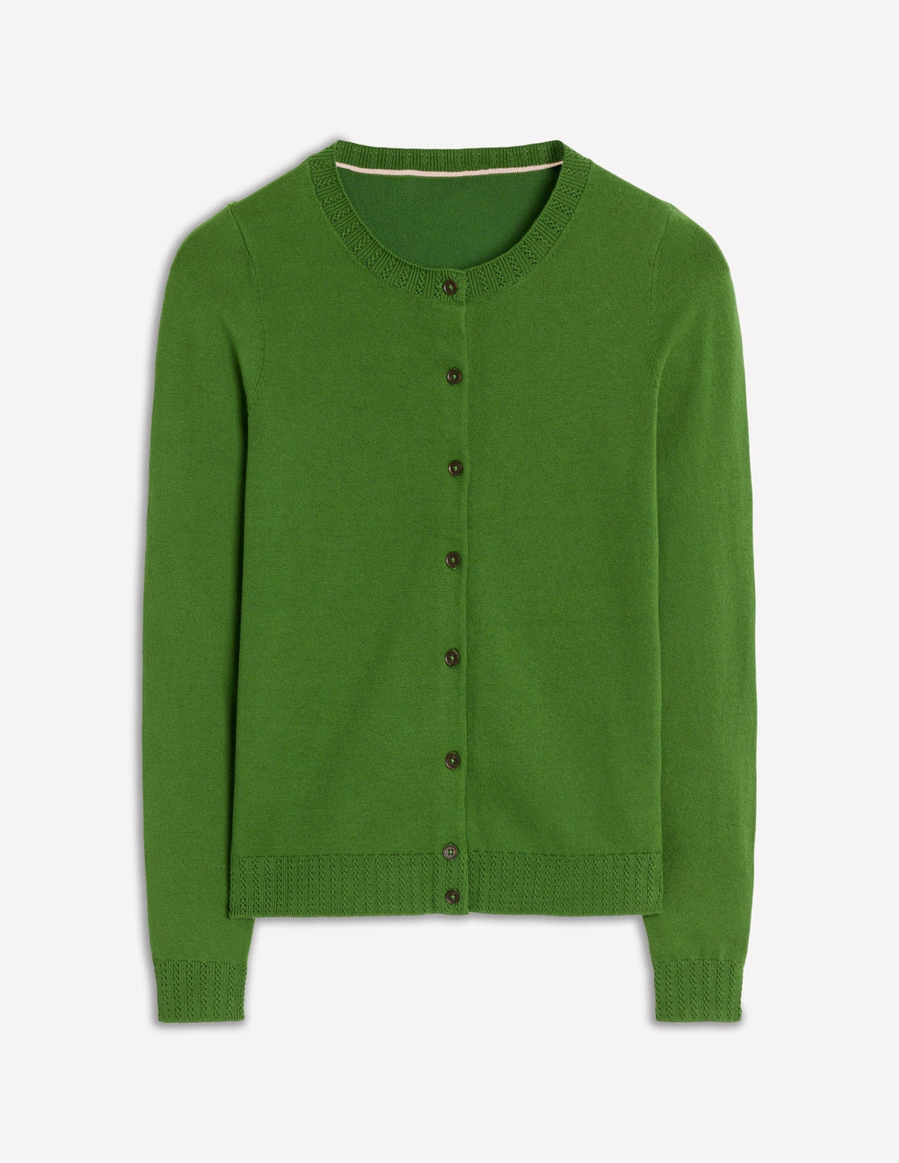 Boden Emilia Cotton Crew Cardigan - Promenade Green