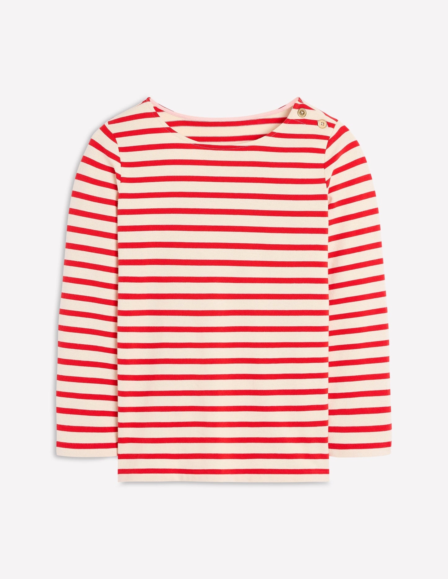 Boden Button Mariner Breton - Ivory and Brilliant Red