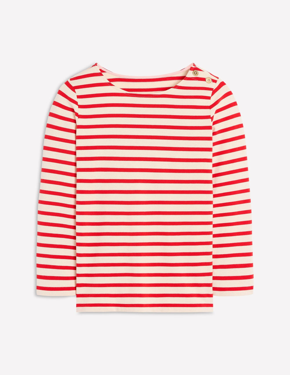 Boden Button Mariner Breton - Ivory and Brilliant Red