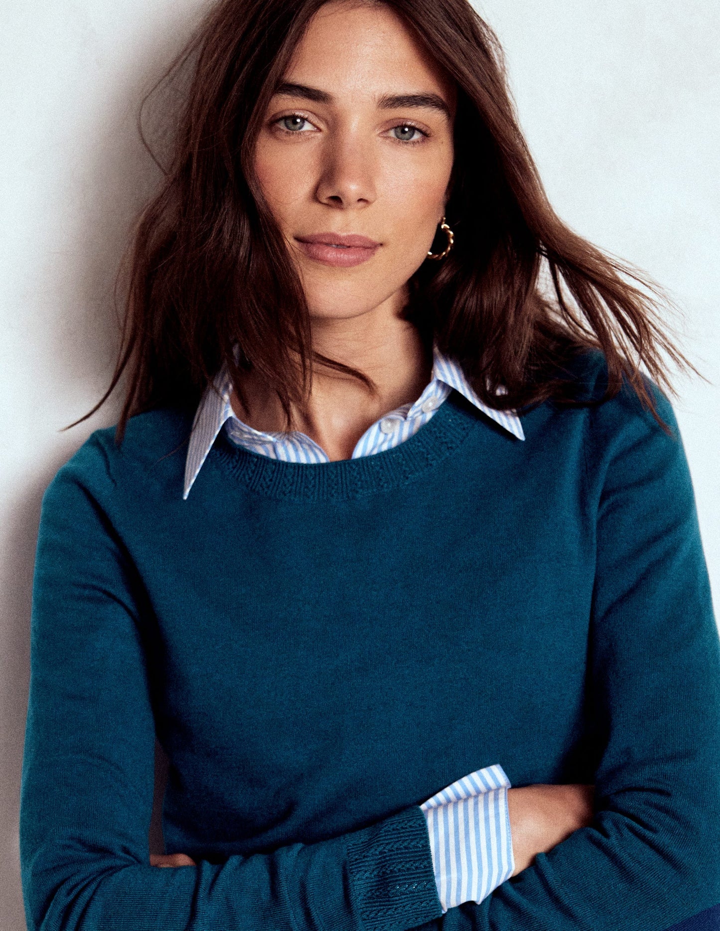 Boden Emilia Cotton Crew Sweater - Harbour Blue