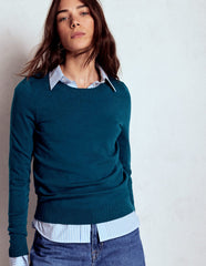 Boden Emilia Cotton Crew Sweater - Harbour Blue