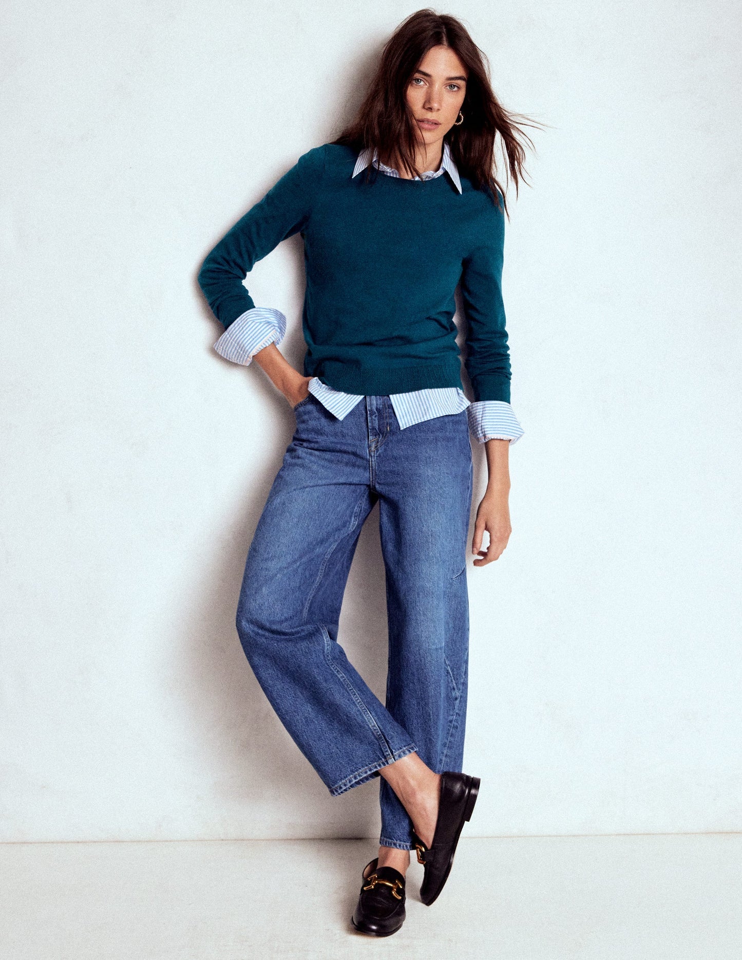 Boden Emilia Cotton Crew Sweater - Harbour Blue