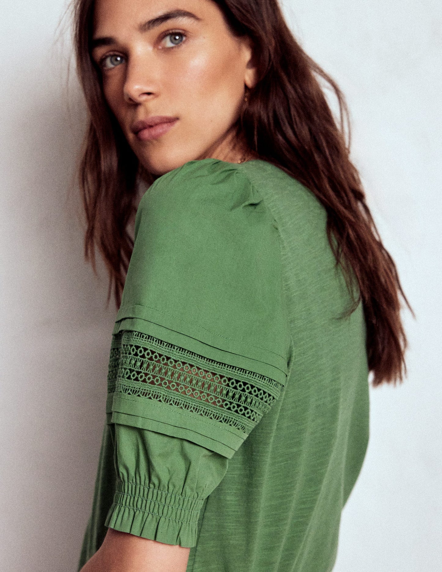 Boden Lottie Puff Sleeve Top - Newt Green