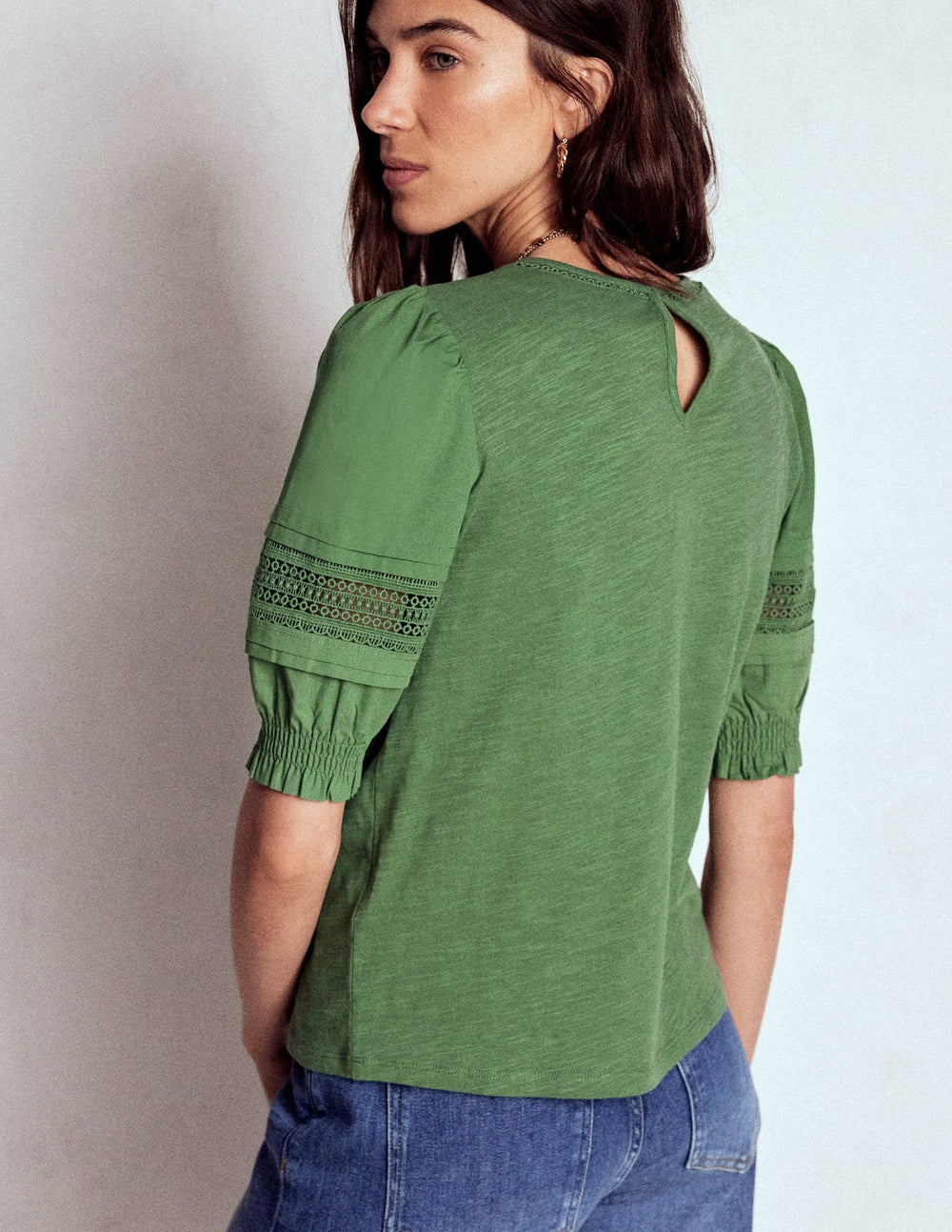 Boden Lottie Puff Sleeve Top - Newt Green