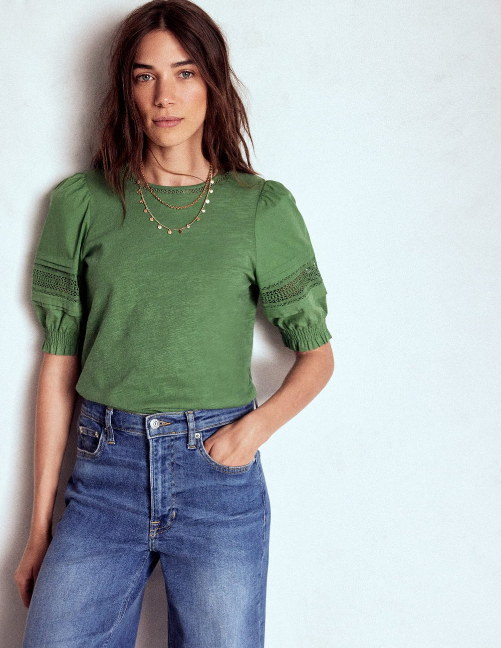 Boden Lottie Puff Sleeve Top - Newt Green