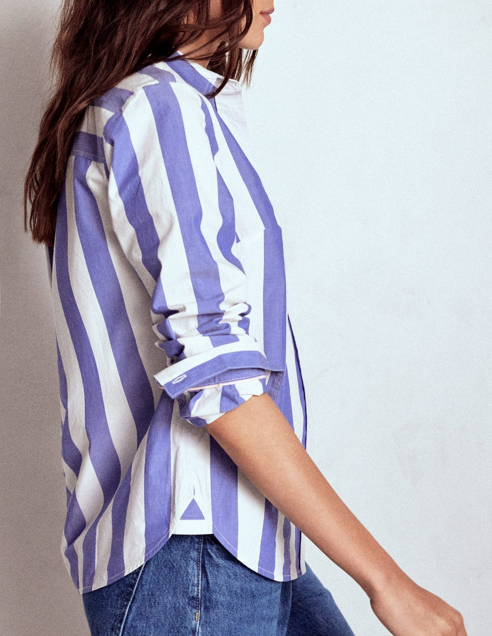 Boden Sienna Cotton Shirt - Bright Blue and Ivory Stripe
