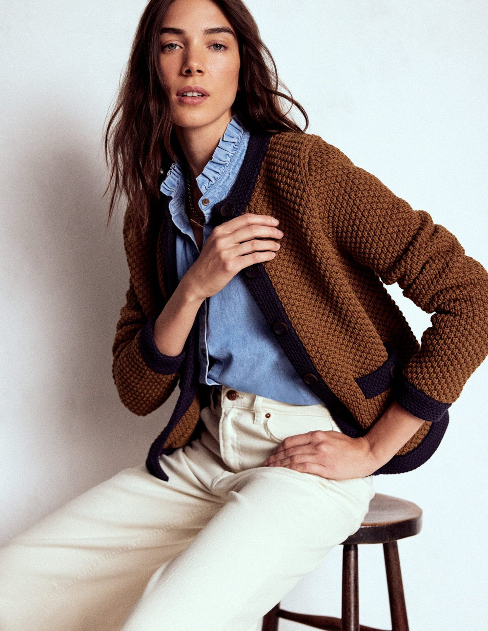 Boden Libby Knitted Jacket - Camel