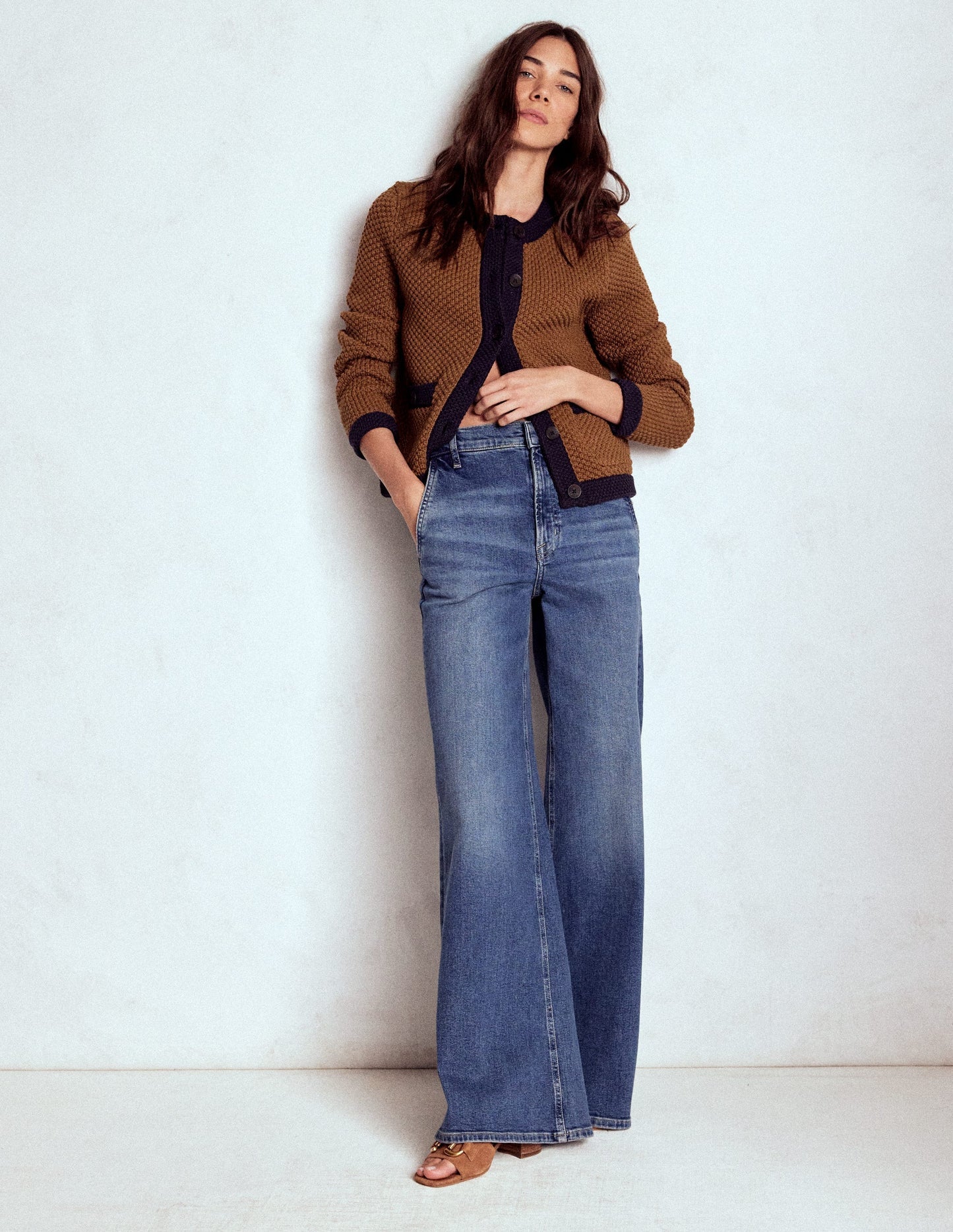 Boden Libby Knitted Jacket - Camel