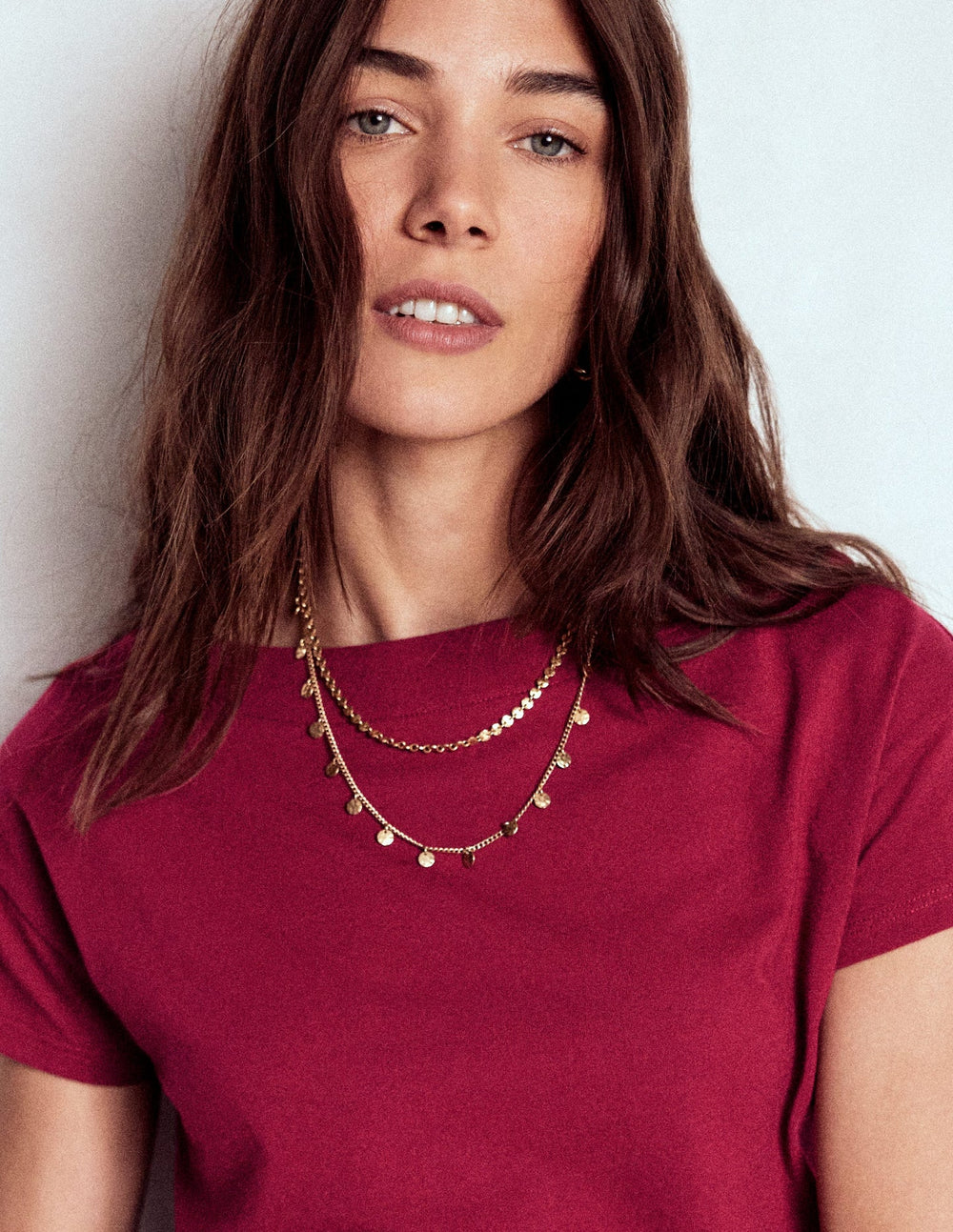 Boden Supersoft Boat Neck T-shirt - Burgundy Red