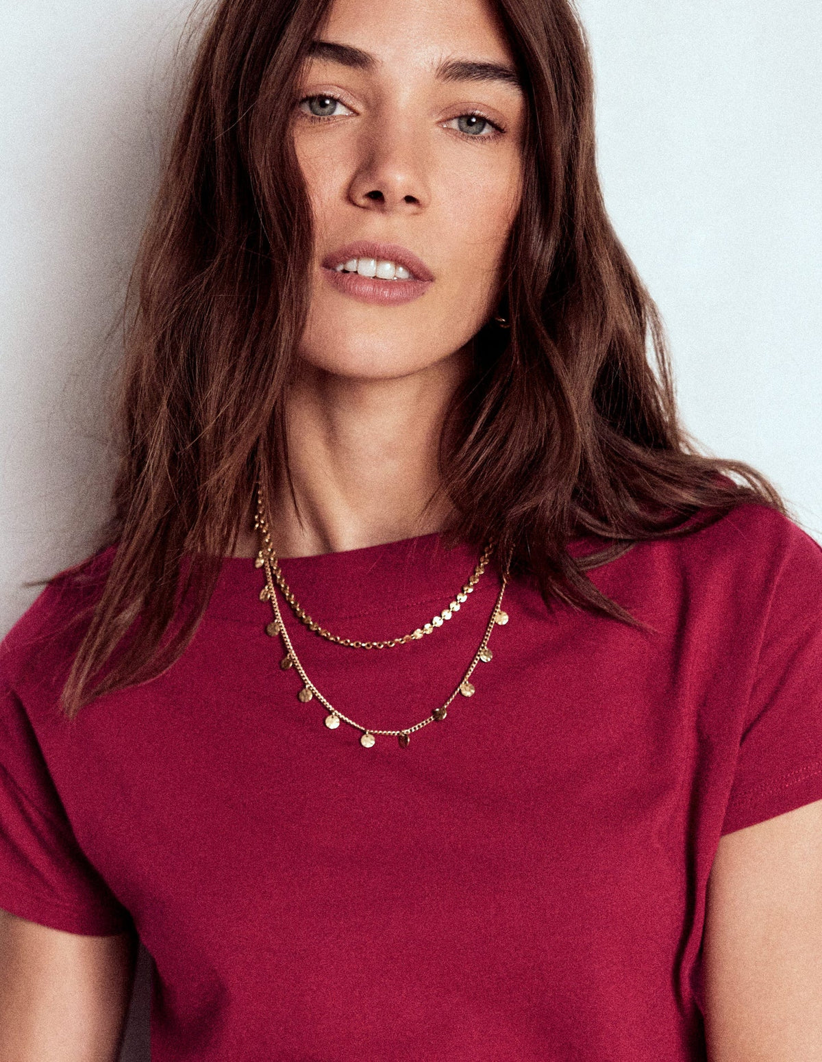 Boden Supersoft Boat Neck T-shirt - Burgundy Red