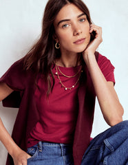 Boden Supersoft Boat Neck T-shirt - Burgundy Red