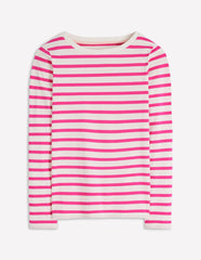 Boden Olivia Long Sleeve Breton - Pink Peony Stripe