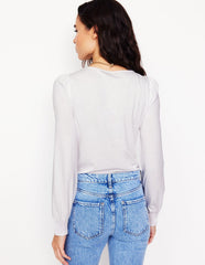 Boden Smocked Cuff Supersoft Top - White