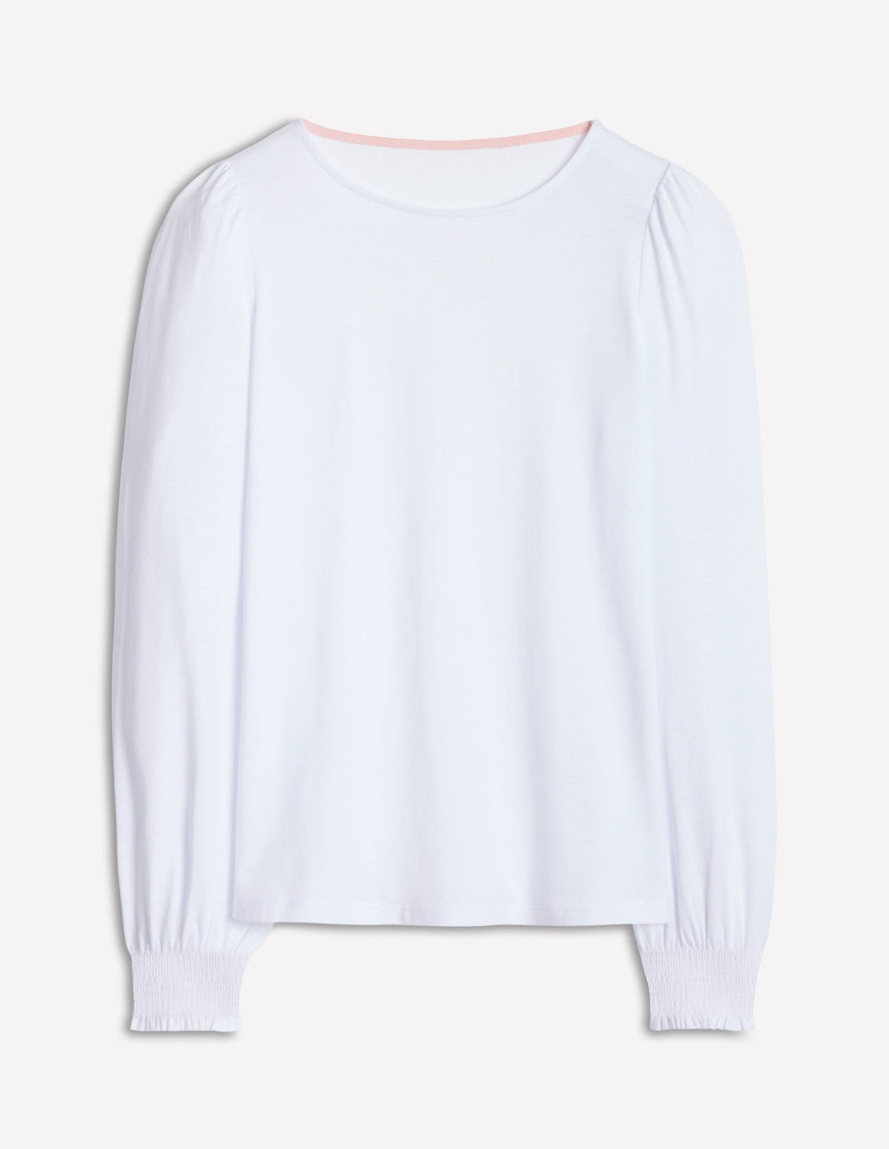 Boden Smocked Cuff Supersoft Top - White