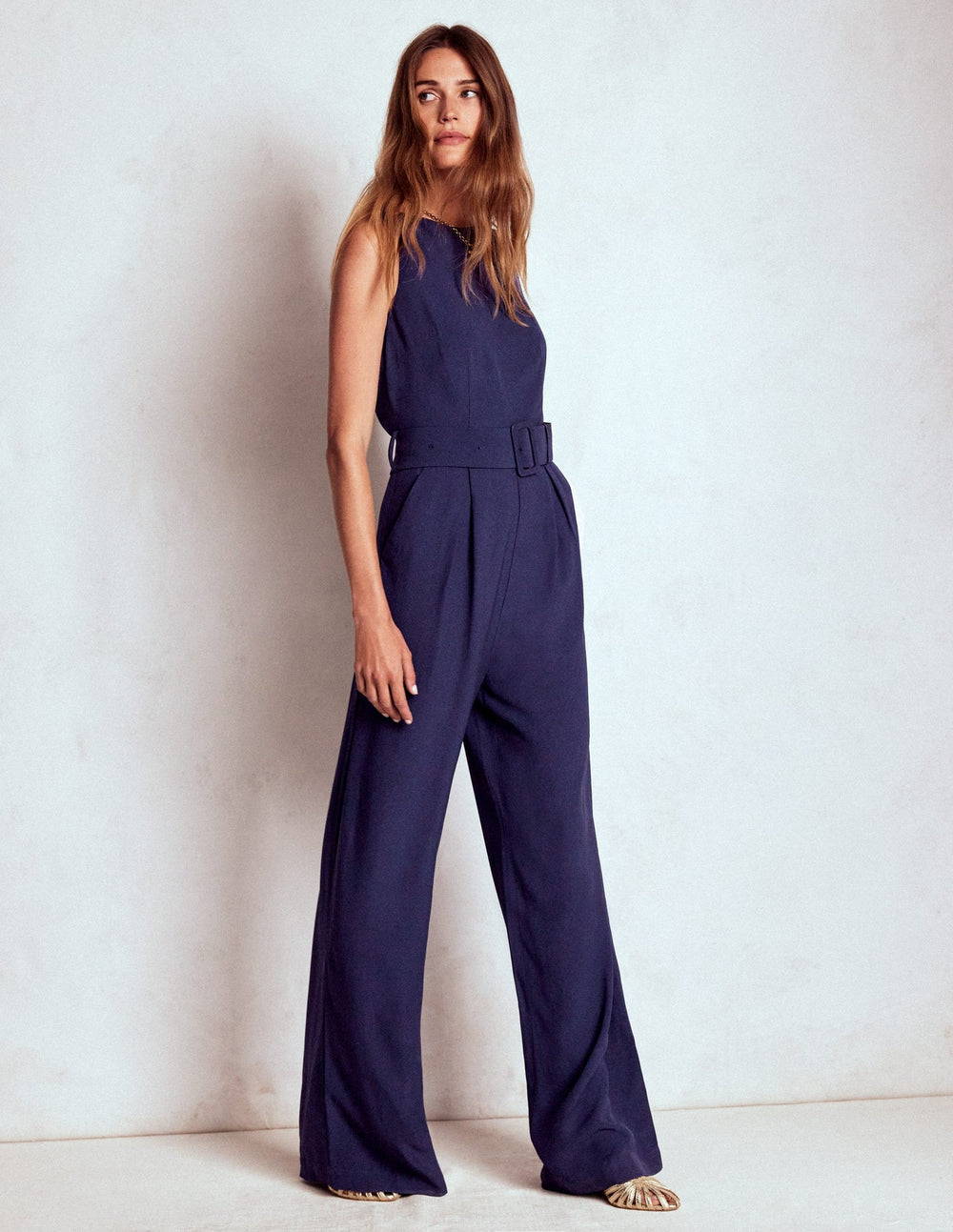 Boden Gwen Slash Neck Jumpsuit - Navy