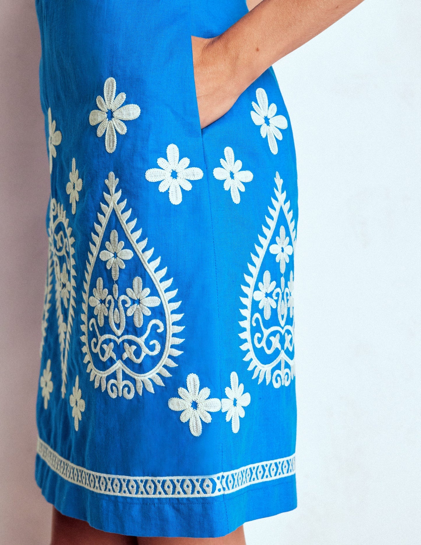 Boden Linen Blend Shift Dress - Kingfisher Blue