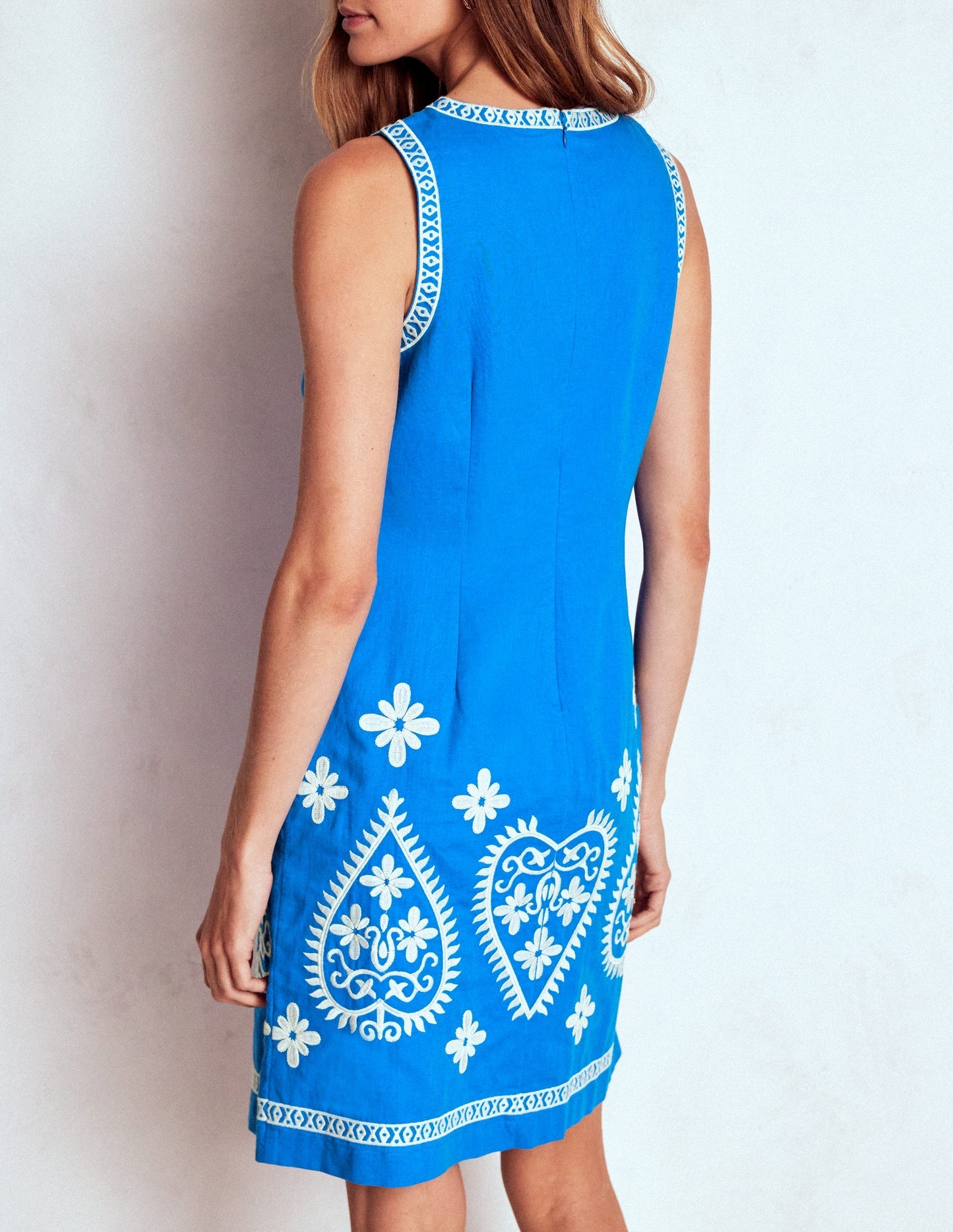 Boden Linen Blend Shift Dress - Kingfisher Blue
