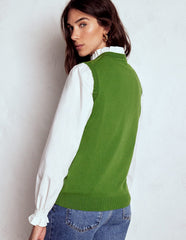 Boden Emilia Cotton Crew Neck Vest - Promenade Green