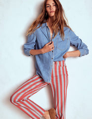 Boden High Rise Stripe Jeans - Red, Blue and Pink Stripe