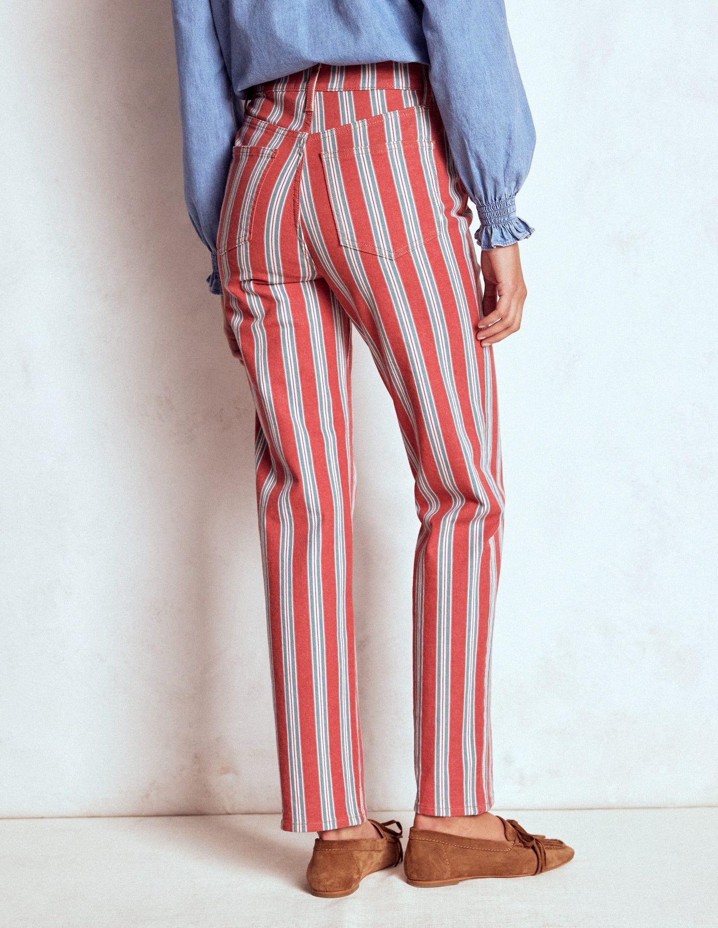 Boden High Rise Stripe Jeans - Red, Blue and Pink Stripe
