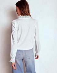 Boden Aria Broderie Notch Neck Top - White