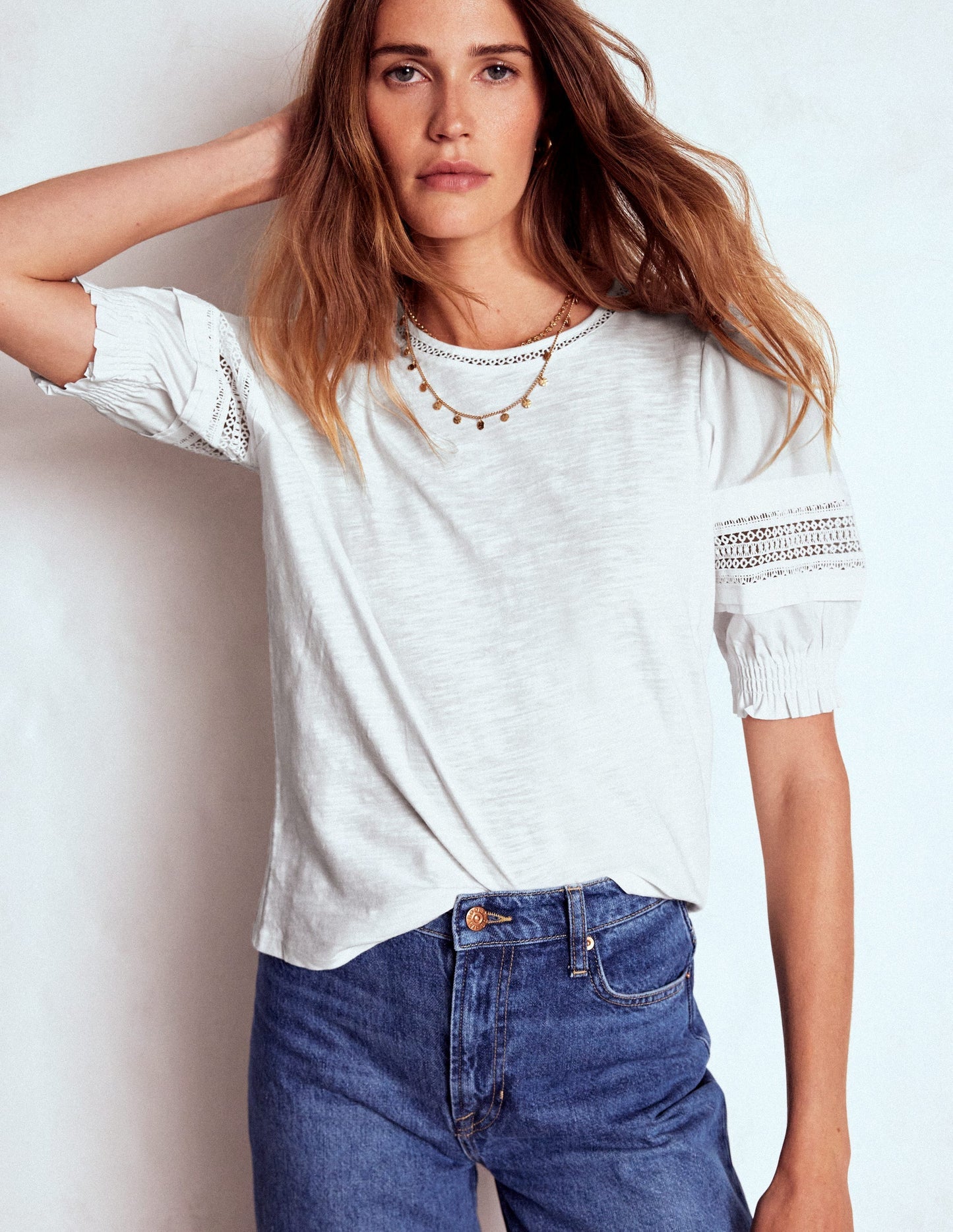 Boden Lottie Puff Sleeve Top - White