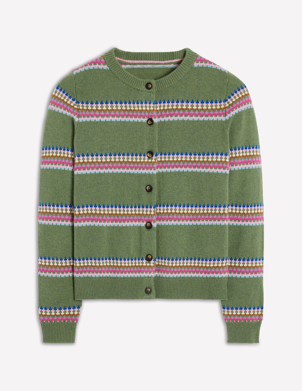 Boden Edie Fair Isle Cardigan - Green, Diamond