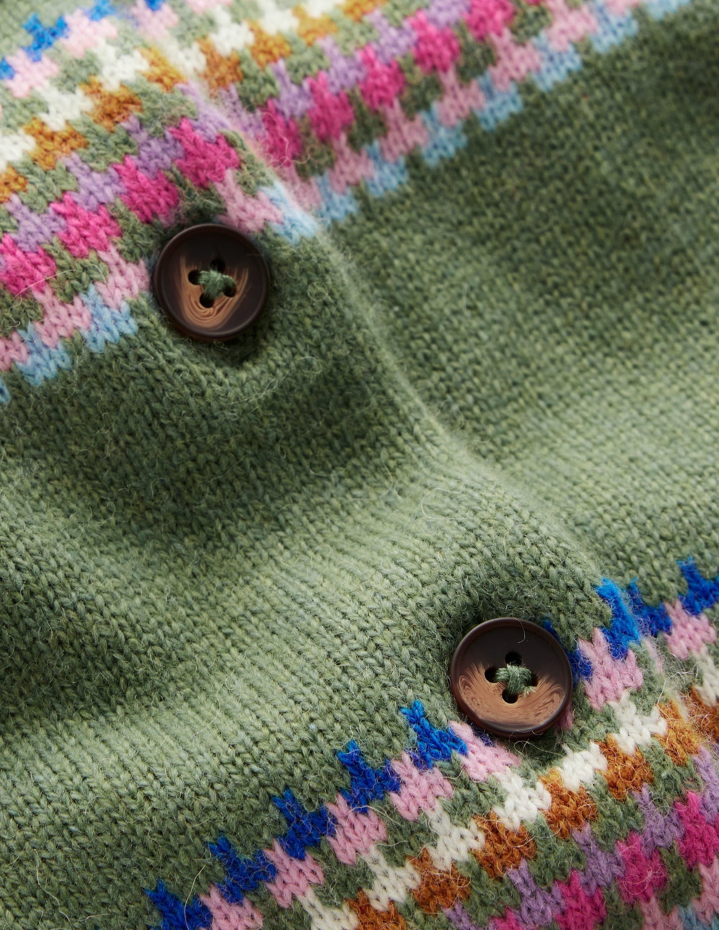 Boden Edie Fair Isle Cardigan - Green, Diamond