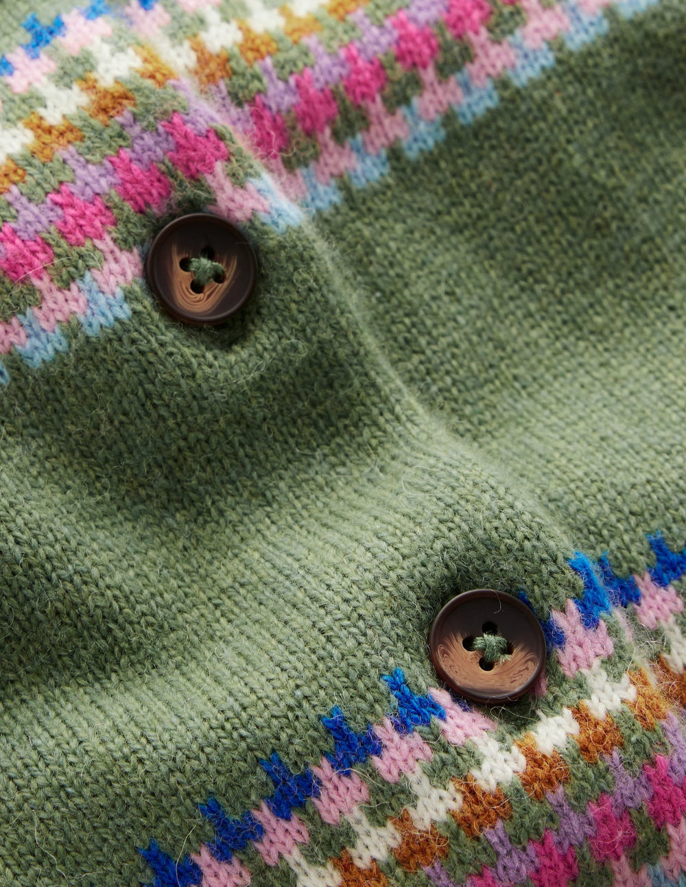 Boden Edie Fair Isle Cardigan - Green, Diamond