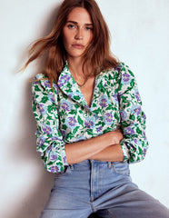Boden Helena Cotton Top - Rich Emerald, Ornate Vine