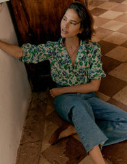 Boden Helena Cotton Top - Rich Emerald, Ornate Vine