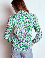 Boden Helena Cotton Top - Rich Emerald, Ornate Vine