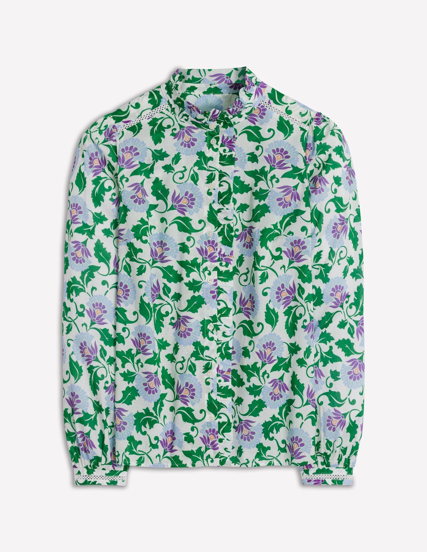Boden Helena Cotton Top - Rich Emerald, Ornate Vine