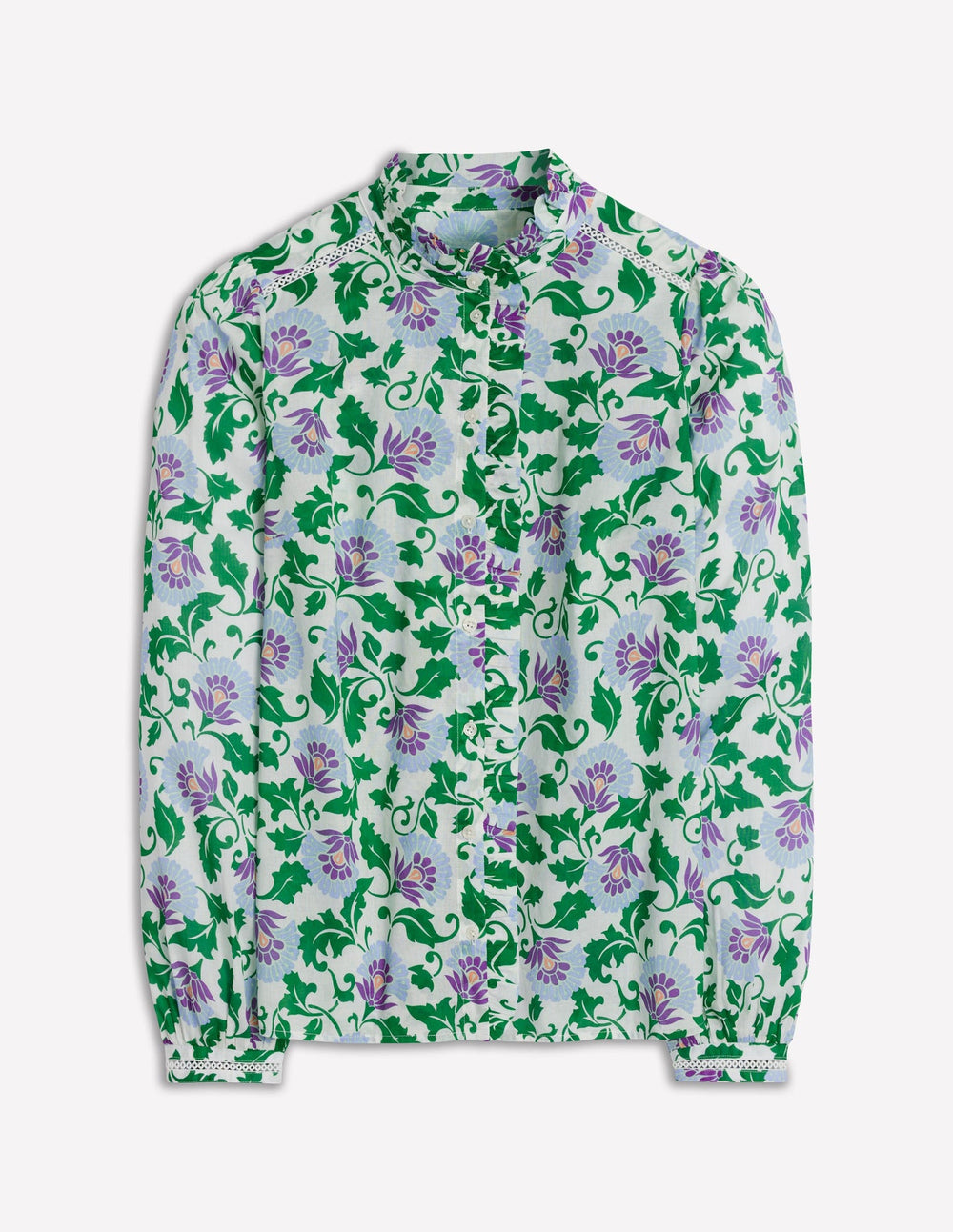 Boden Helena Cotton Top - Rich Emerald, Ornate Vine
