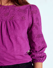 Boden May Broderie Top - Regal Purple