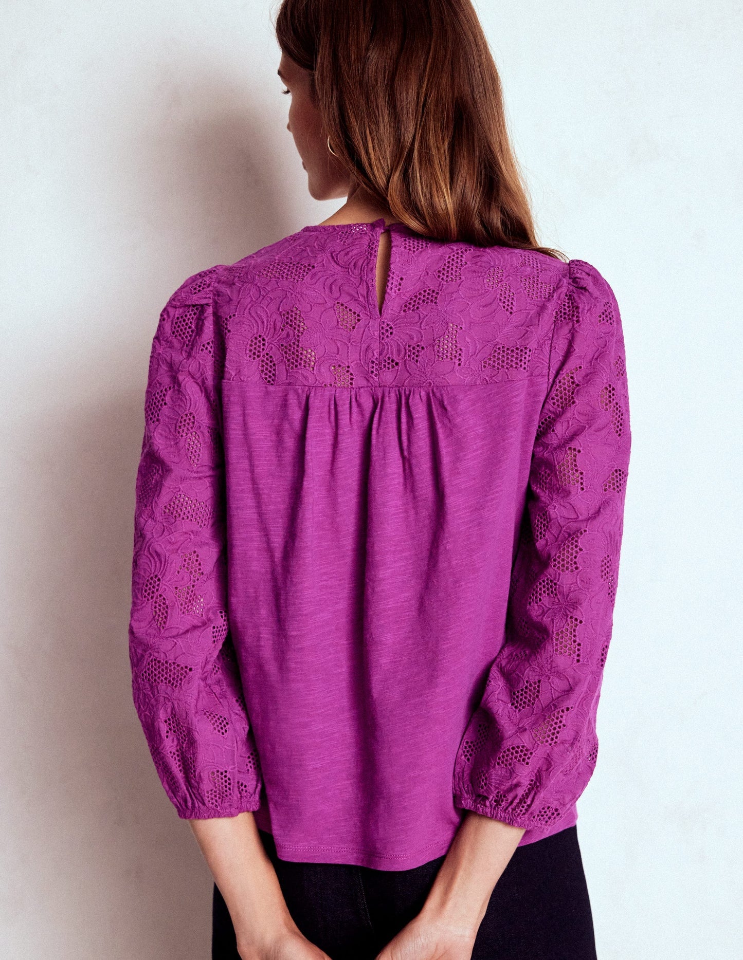 Boden May Broderie Top - Regal Purple