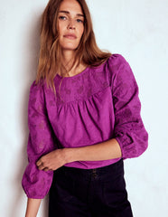 Boden May Broderie Top - Regal Purple