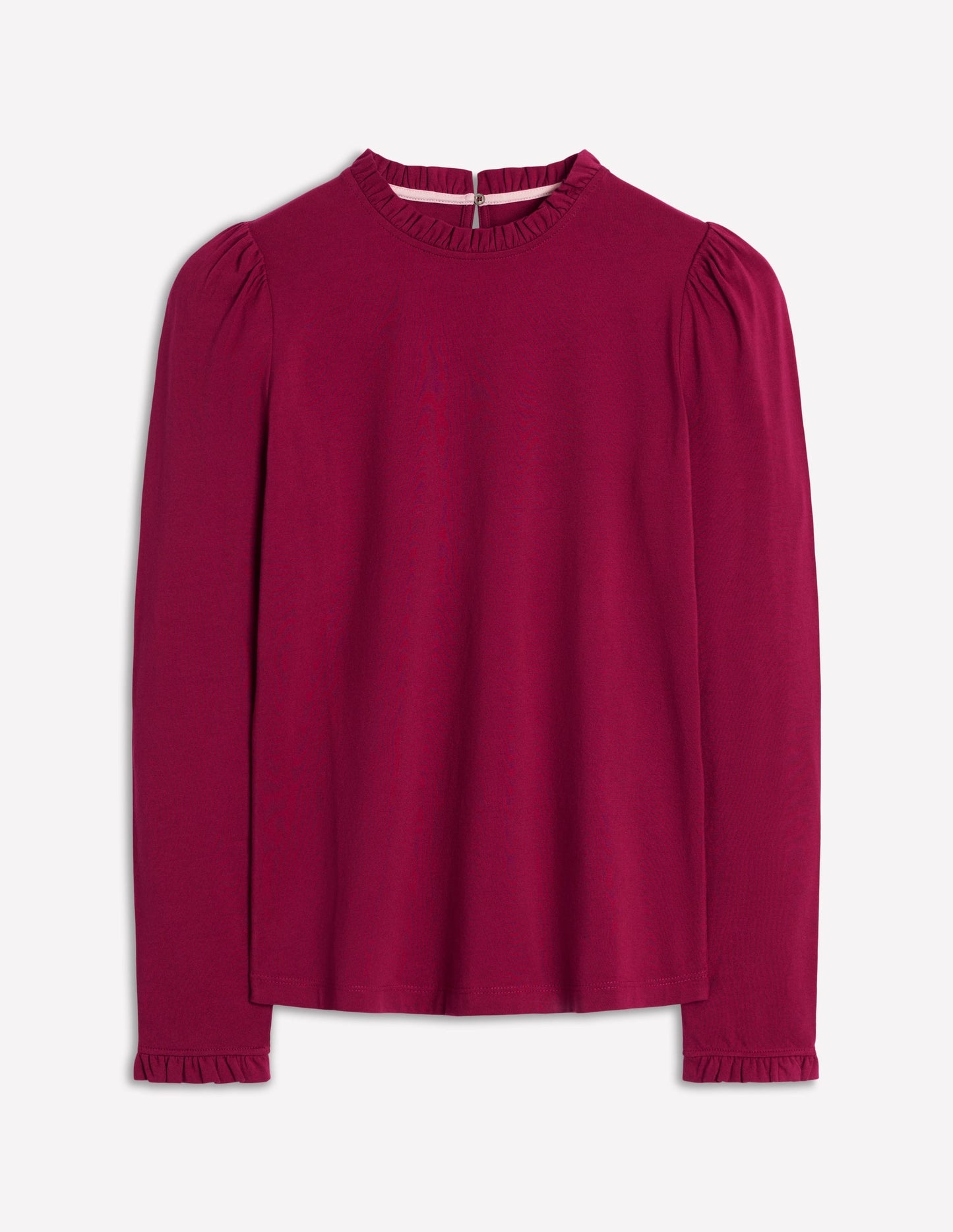 Boden Supersoft Frill Detail Top - Burgundy Red