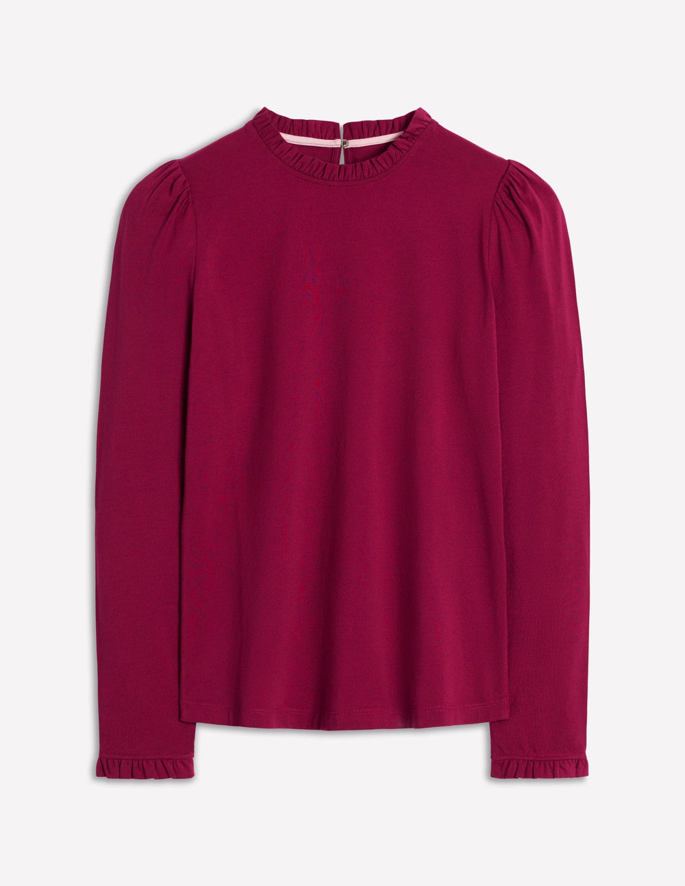 Boden Supersoft Frill Detail Top - Burgundy Red